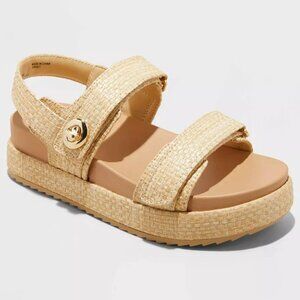 a new day Women's Tanner Platform Double Band Tan Sandals/NIB